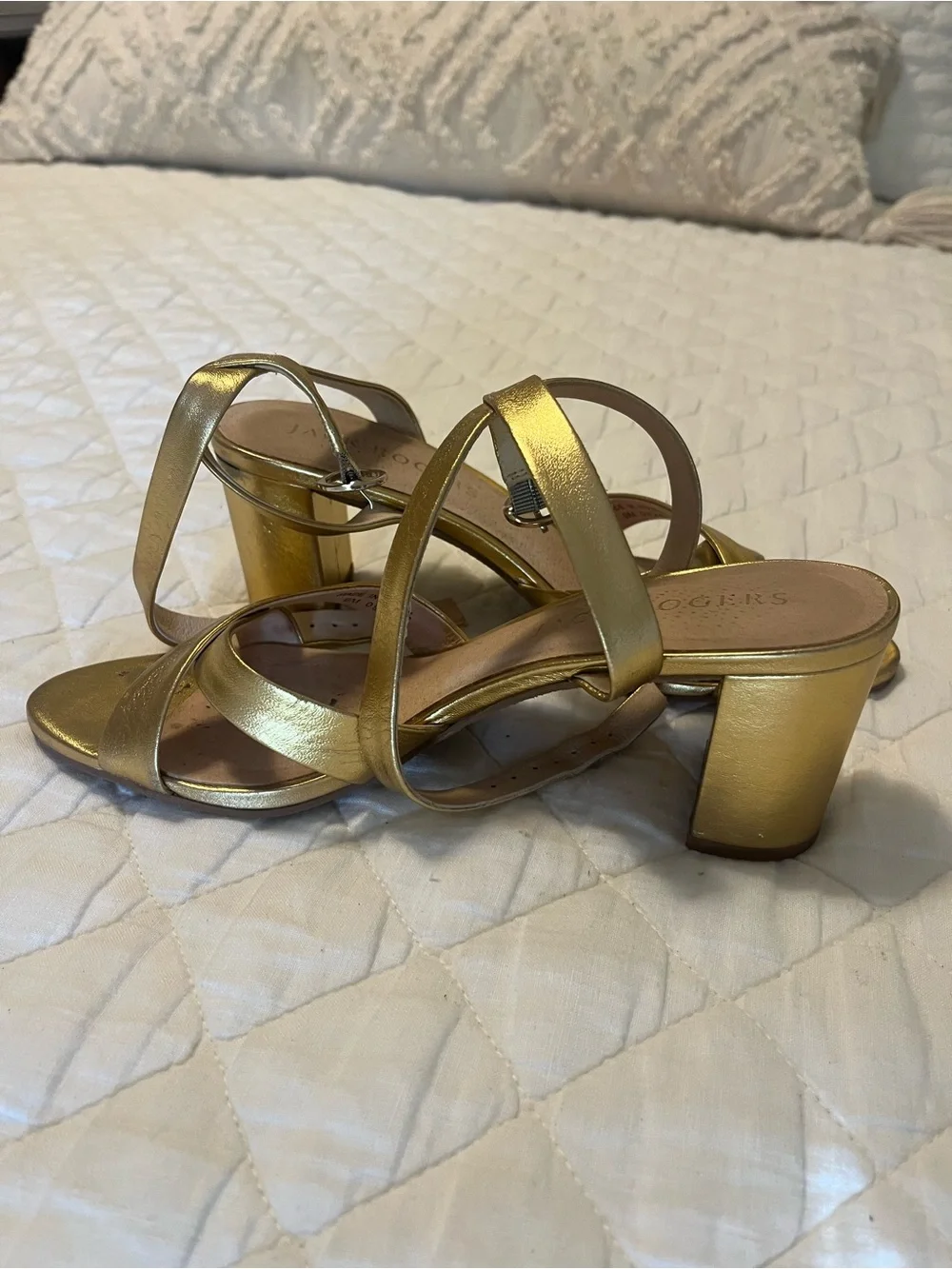 Jack Rogers Metallic Gold Strappy Low Heel Sandals